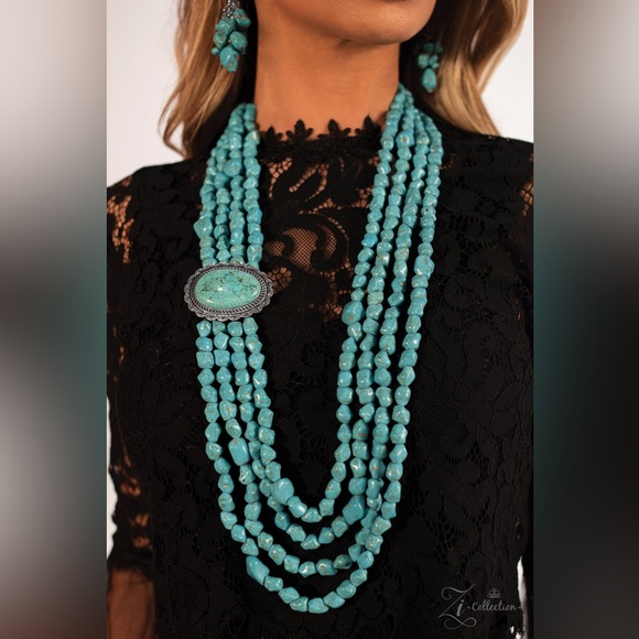 Zi collection MAVERICK turquoise necklace and earrings -paparazzi - Picture 3 of 3